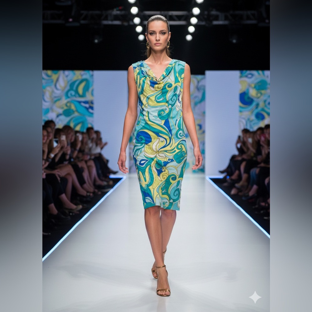 Banana Republic x Trina Turk 2012 Pisces Swirl Silk Dress Small
